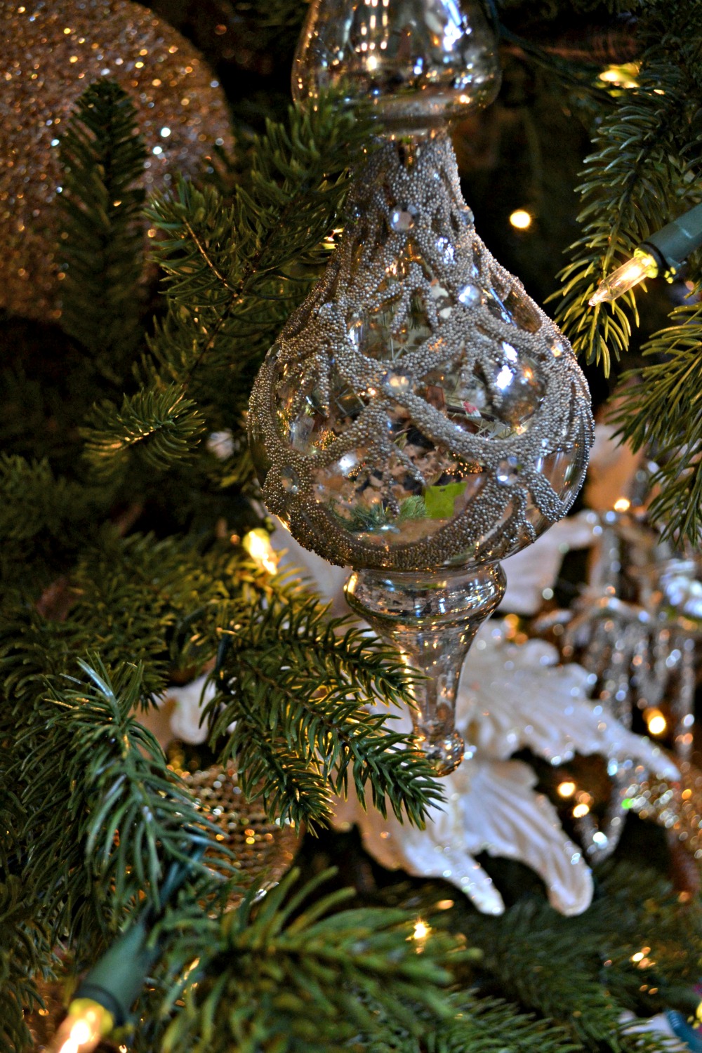 silver and gold ornament